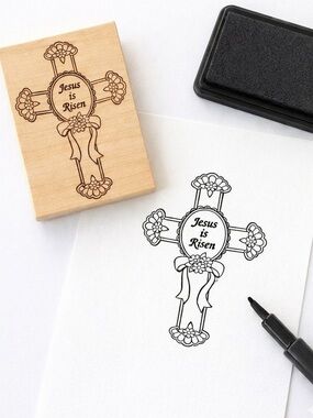Jesus Is Risen Cross Rubber Stamp Easter Christian Crafts 2001 Sweet Impressions